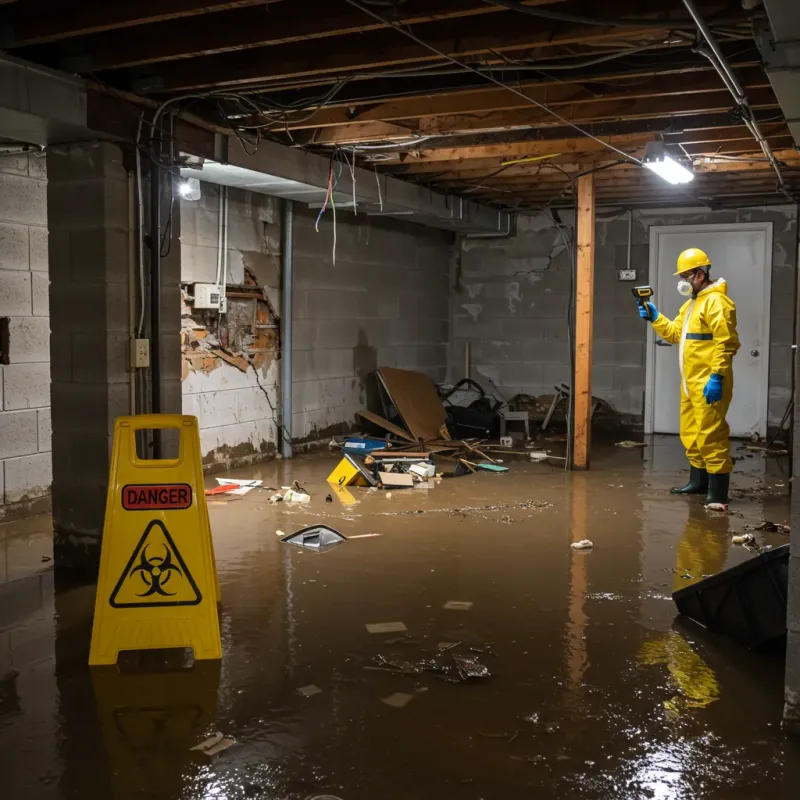 Flooded Basement Electrical Hazard in De Forest, WI Property